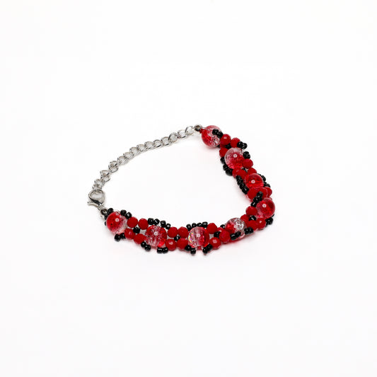 Red and Black Beaded Bracelet